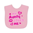 thumbnail image 1 of Inktastic My Aunty Loves Me with Hearts and Kiss Boys or Girls Baby Bib, 1 of 4