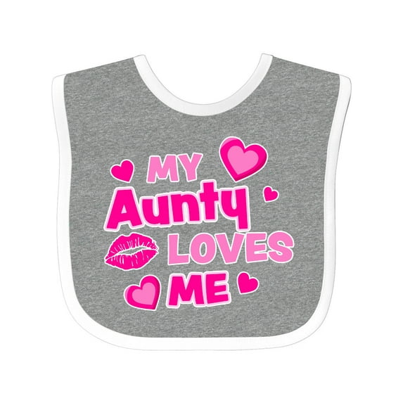 Inktastic My Aunty Loves Me with Hearts and Kiss Boys or Girls Baby Bib