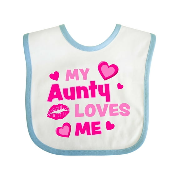 Inktastic My Aunty Loves Me with Hearts and Kiss Boys or Girls Baby Bib