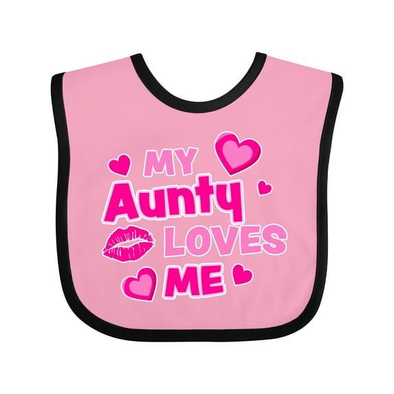 Inktastic My Aunty Loves Me with Hearts and Kiss Boys or Girls Baby Bib
