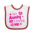 thumbnail image 1 of Inktastic My Aunty Loves Me with Hearts and Kiss Boys or Girls Baby Bib, 1 of 4