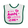thumbnail image 1 of Inktastic My Aunty Loves Me with Hearts and Kiss Boys or Girls Baby Bib, 1 of 4