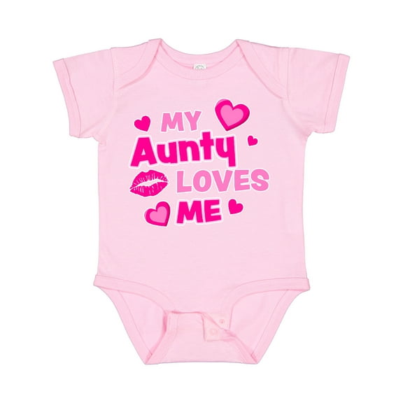 Inktastic My Aunty Loves Me with Hearts and Kiss Boys or Girls Baby Bodysuit