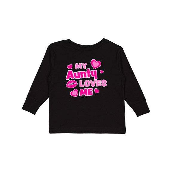 Inktastic My Aunty Loves Me with Hearts and Kiss Boys or Girls Long Sleeve Toddler T-Shirt