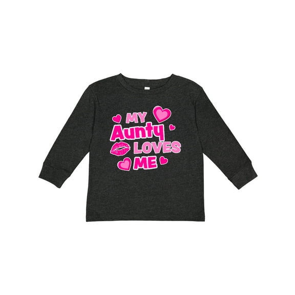 Inktastic My Aunty Loves Me with Hearts and Kiss Boys or Girls Long Sleeve Toddler T-Shirt