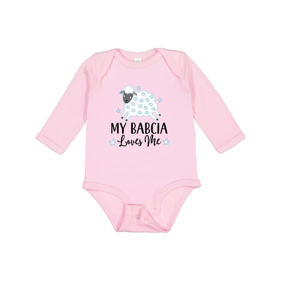 Inktastic My Babcia Loves Me Boys or Girls Long Sleeve Baby Bodysuit