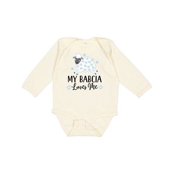 Inktastic My Babcia Loves Me Boys or Girls Long Sleeve Baby Bodysuit