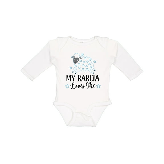 Inktastic My Babcia Loves Me Boys or Girls Long Sleeve Baby Bodysuit