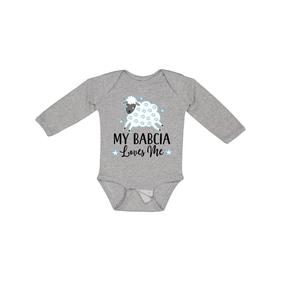 Inktastic My Babcia Loves Me Boys or Girls Long Sleeve Baby Bodysuit