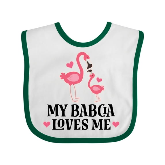 Inktastic My Babcia Loves Me Flamingo Girls Baby Bib