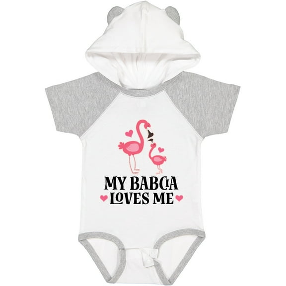 Inktastic My Babcia Loves Me Flamingo Girls Baby Bodysuit