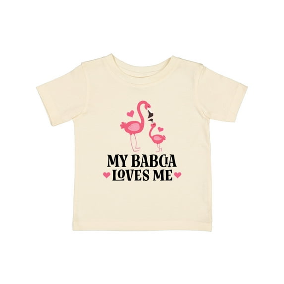 Inktastic My Babcia Loves Me Flamingo Girls Baby T-Shirt