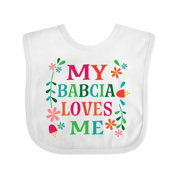 Inktastic My Babcia Loves Me Girls Baby Bib