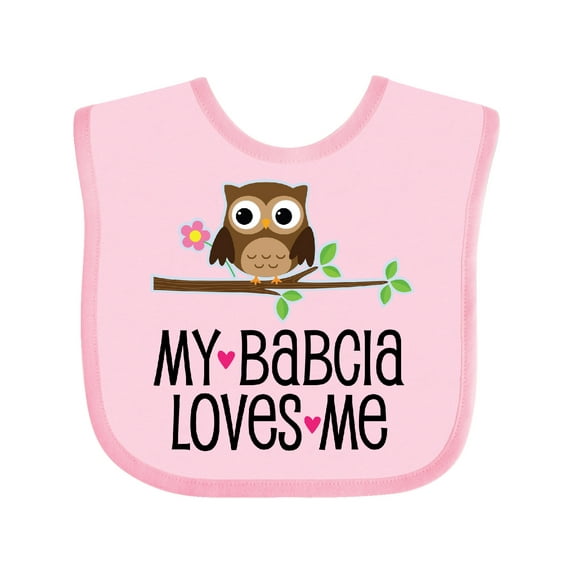 Inktastic My Babcia Loves Me Girls Owl Girls Baby Bib