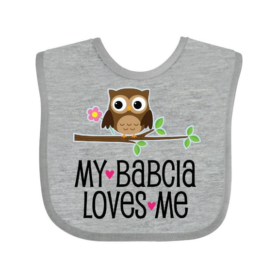 Inktastic My Babcia Loves Me Girls Owl Girls Baby Bib