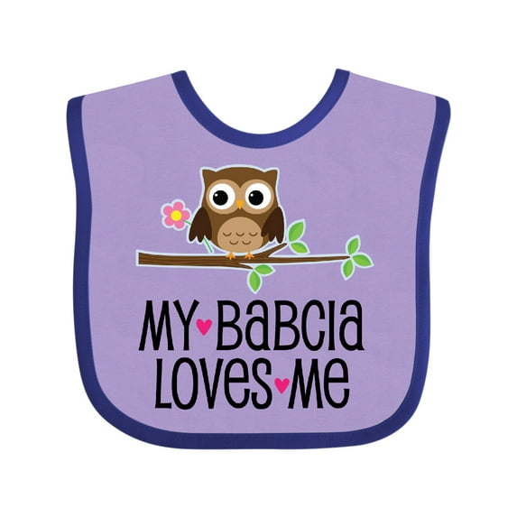 Inktastic My Babcia Loves Me Girls Owl Girls Baby Bib