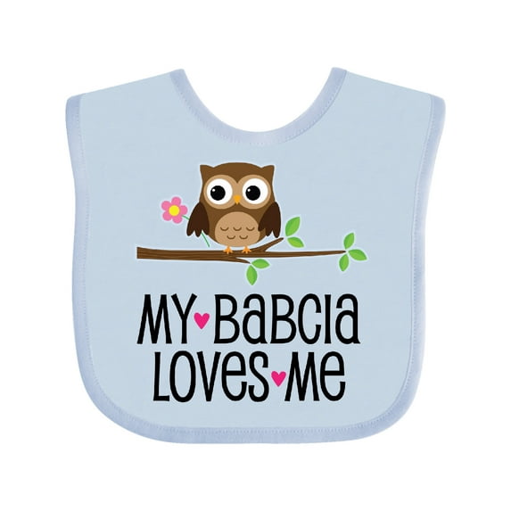 Inktastic My Babcia Loves Me Girls Owl Girls Baby Bib