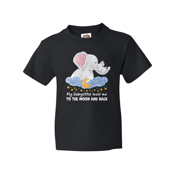 Inktastic My Babysitter Loves me to the Moon and Back Elephant Family Youth T-Shirt