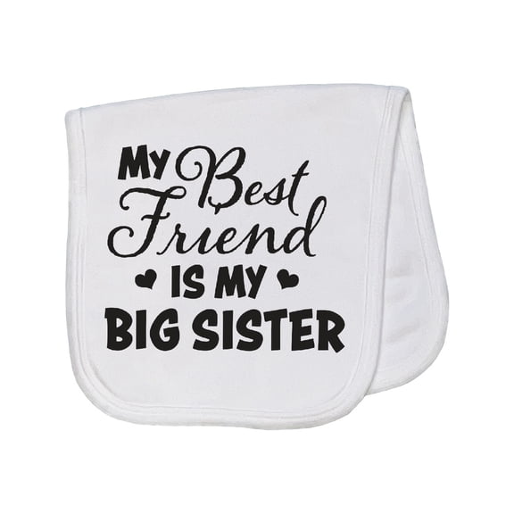 Inktastic My Best Friend is My Big Sister with Hearts Baby Burp Cloth