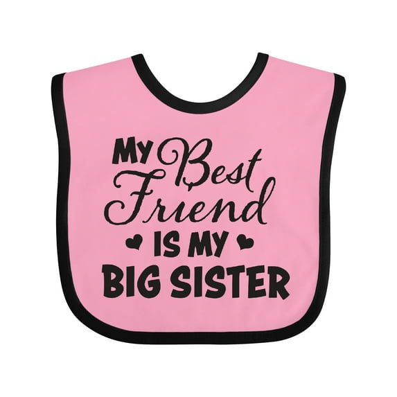 Inktastic My Best Friend is My Big Sister with Hearts Boys or Girls Baby Bib