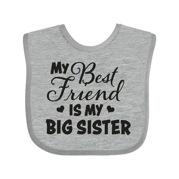 Inktastic My Best Friend is My Big Sister with Hearts Boys or Girls Baby Bib