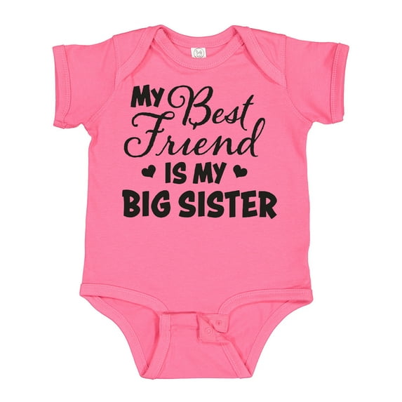 Inktastic My Best Friend is My Big Sister with Hearts Boys or Girls Baby Bodysuit