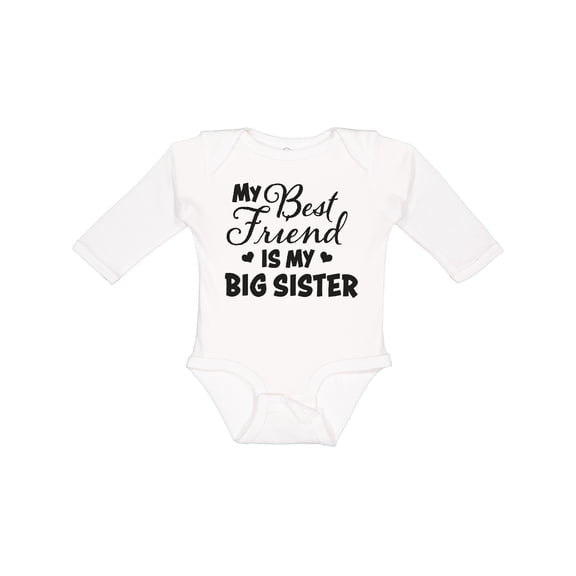 Inktastic My Best Friend is My Big Sister with Hearts Boys or Girls Long Sleeve Baby Bodysuit