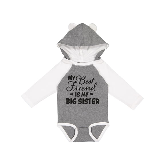 Inktastic My Best Friend is My Big Sister with Hearts Boys or Girls Long Sleeve Baby Bodysuit