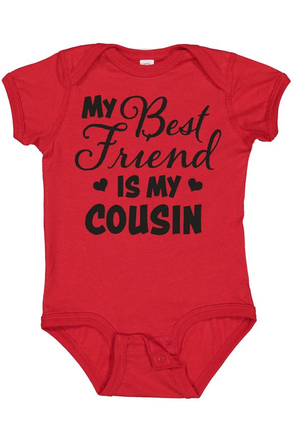 My Best Friend is My Cousin with Hearts Boys or Girls Baby Bodysuit
