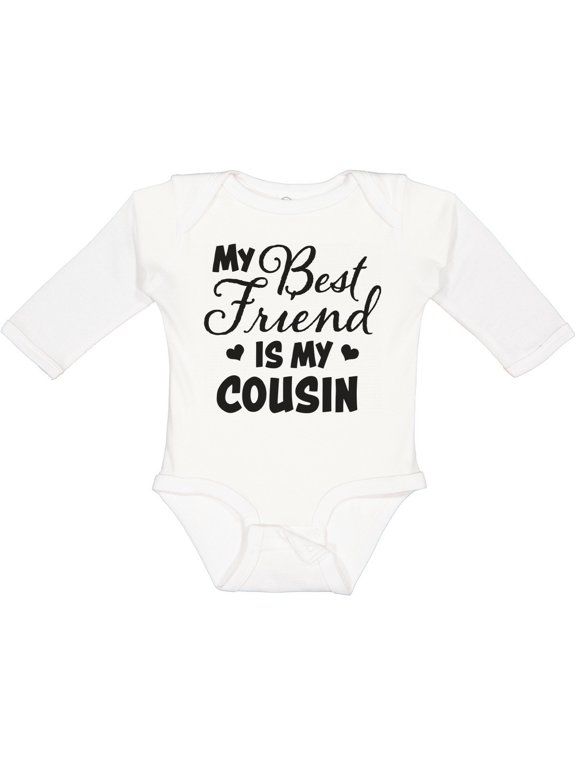 My Best Friend is My Cousin with Hearts Boys or Girls Long Sleeve Baby Bodysuit