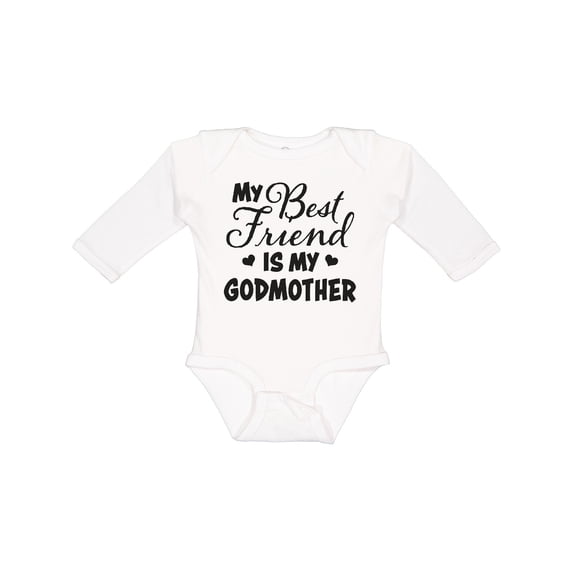 Inktastic My Best Friend is My Godmother with Hearts Boys or Girls Long Sleeve Baby Bodysuit
