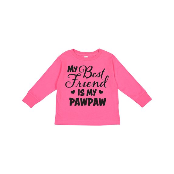 Inktastic My Best Friend is My Pawpaw with Hearts Boys or Girls Long Sleeve Toddler T-Shirt