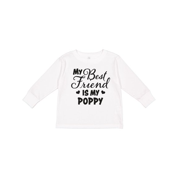 Inktastic My Best Friend is My Poppy with Hearts Boys or Girls Long Sleeve Toddler T-Shirt