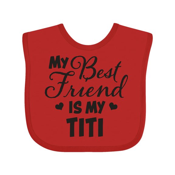 Inktastic My Best Friend is My Titi with Hearts Boys or Girls Baby Bib