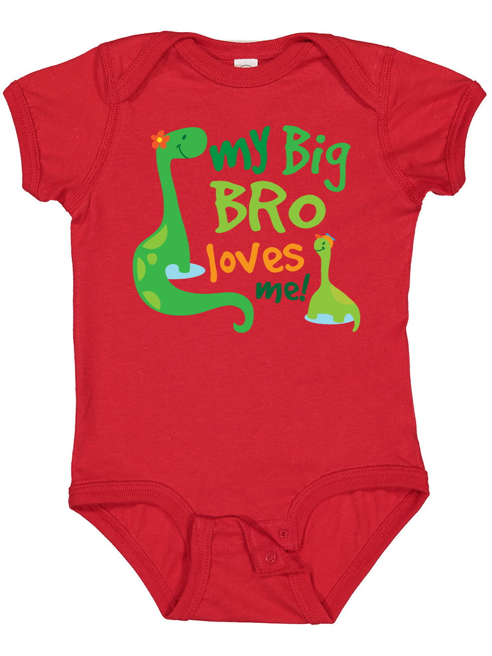Inktastic My Big Bro Loves Me Dinosaur Brother Gift Baby Boy Bodysuit ...