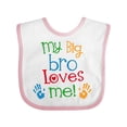 thumbnail image 1 of Inktastic My Big Bro Loves Me Little Brother Sister Boys or Girls Baby Bib, 1 of 4