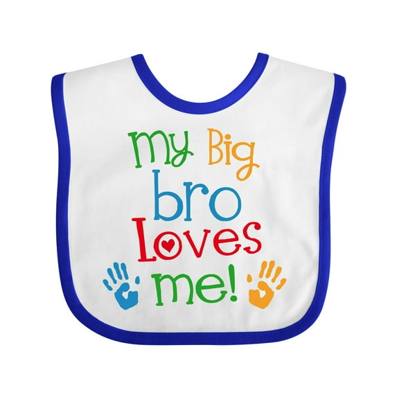 Inktastic My Big Bro Loves Me Little Brother Sister Boys or Girls Baby Bib