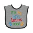 thumbnail image 1 of Inktastic My Big Bro Loves Me Little Brother Sister Boys or Girls Baby Bib, 1 of 4