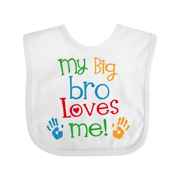 Inktastic My Big Bro Loves Me Little Brother Sister Boys or Girls Baby Bib