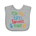 thumbnail image 1 of Inktastic My Big Bro Loves Me Little Brother Sister Boys or Girls Baby Bib, 1 of 4
