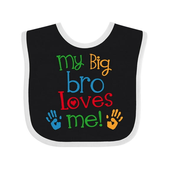 Inktastic My Big Bro Loves Me Little Brother Sister Boys or Girls Baby Bib
