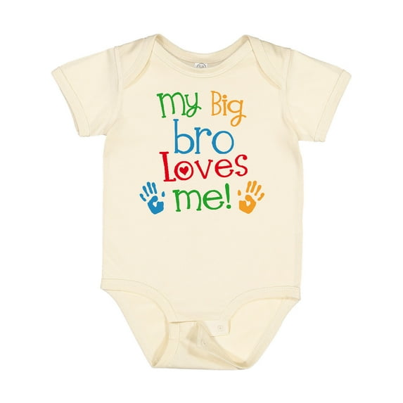 Inktastic My Big Bro Loves Me Little Brother Sister Boys or Girls Baby Bodysuit