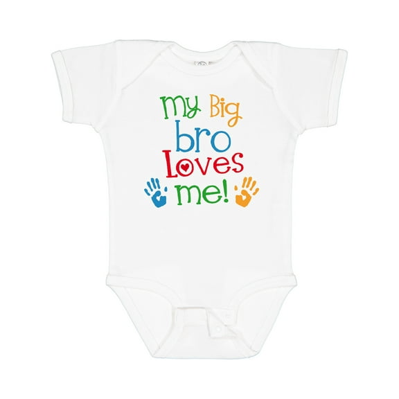 Inktastic My Big Bro Loves Me Little Brother Sister Boys or Girls Baby Bodysuit