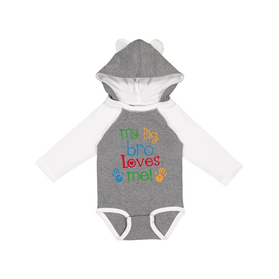 Inktastic My Big Bro Loves Me Little Brother Sister Boys or Girls Long Sleeve Baby Bodysuit