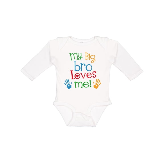 Inktastic My Big Bro Loves Me Little Brother Sister Boys or Girls Long Sleeve Baby Bodysuit