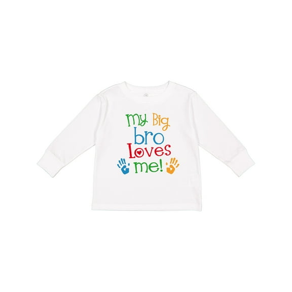 Inktastic My Big Bro Loves Me Little Brother Sister Boys or Girls Long Sleeve Toddler T-Shirt