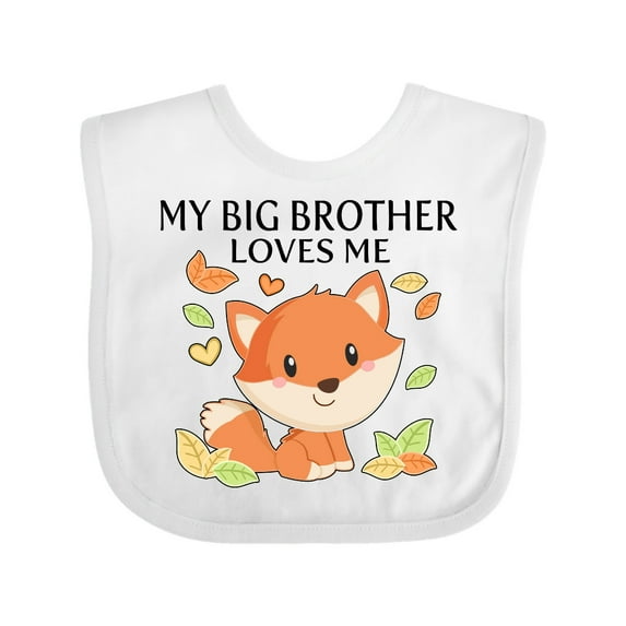 Inktastic My Big Brother Loves Me- Little Fox Boys or Girls Baby Bib