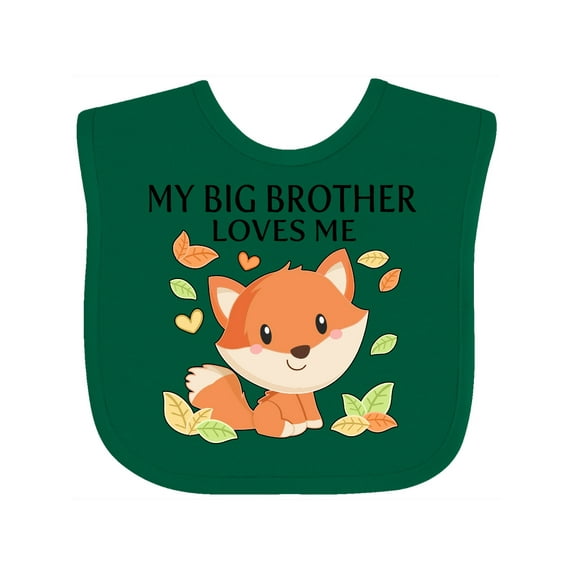 Inktastic My Big Brother Loves Me- Little Fox Boys or Girls Baby Bib