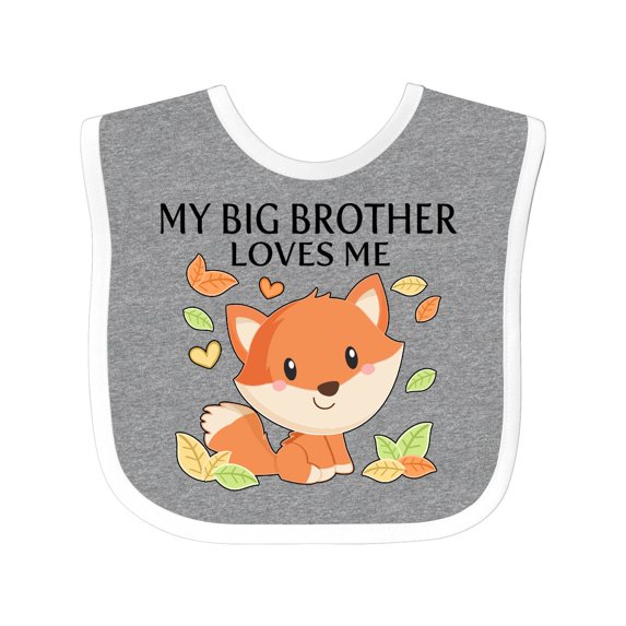 Inktastic My Big Brother Loves Me- Little Fox Boys or Girls Baby Bib