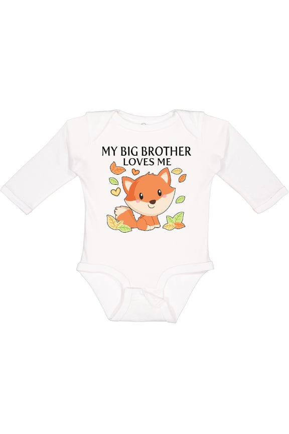 My Big Brother Loves Me- little fox Boys or Girls Long Sleeve Baby Bodysuit